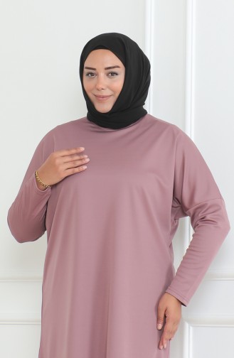 Plus Size Seasonal Comfortable Cut Basic Tunic 8738-02 Dusty Rose 8738-02