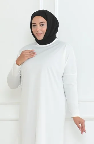 Grote Maat Seizoenscomfortabele Snit Basistuniek 8738-03 Wit 8738-03