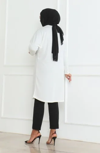 Grote Maat Seizoenscomfortabele Snit Basistuniek 8738-03 Wit 8738-03