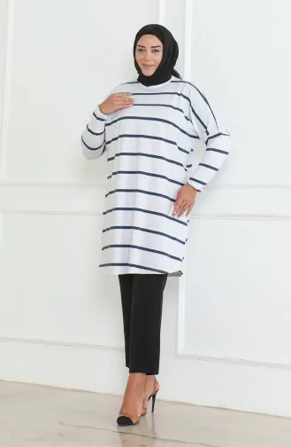 Plus Size Combed Cotton Relaxed Cut Tunic 8741-01 White 8741-01