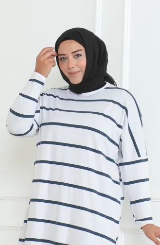 Plus Size Combed Cotton Relaxed Cut Tunic 8741-01 White 8741-01