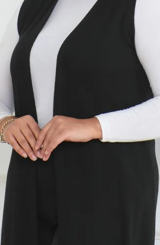 Groot Formaat Soepelvallend Lang Seizoensmoedervest 8739A-01 Zwart 8739A-01