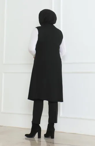 Groot Formaat Soepelvallend Lang Seizoensmoedervest 8739A-01 Zwart 8739A-01