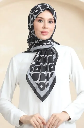 Soft Cotton Scarf 19090-02 Black Gray 19090-02