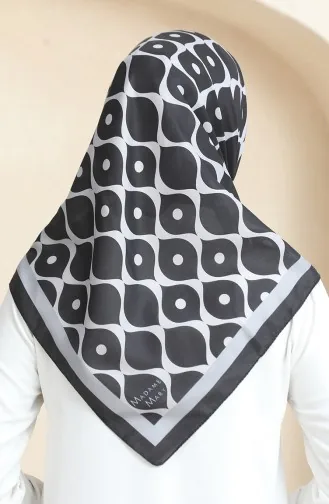 Soft Cotton Scarf 19090-02 Black Gray 19090-02