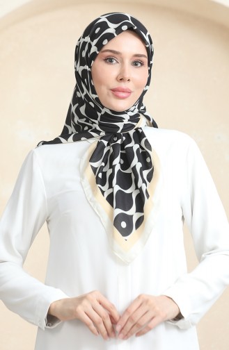 Weicher Baumwollschal 19090-03 Schwarz Beige 19090-03