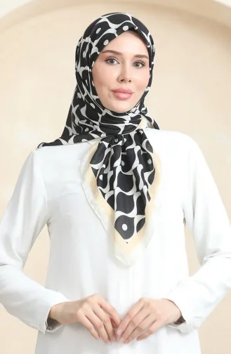 Weicher Baumwollschal 19090-03 Schwarz Beige 19090-03