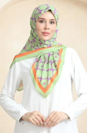 Weicher Baumwollschal 19090-08 Ölgrün Lila 19090-08