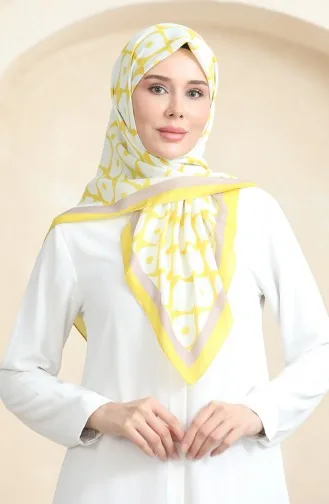 Soft Cotton Scarf 19090-09 white Yellow 19090-09