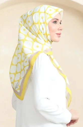 Soft Cotton Scarf 19090-09 white Yellow 19090-09