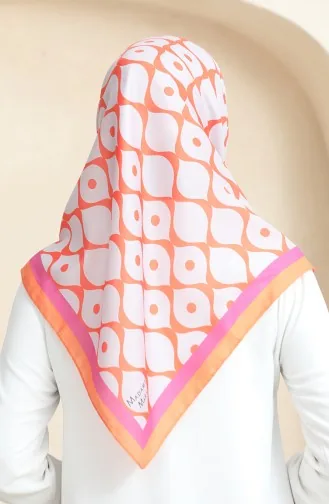 Soft Pamuk Eşarp 19090-14 Açık Gri Turuncu