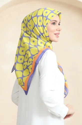 Soft Pamuk Eşarp 19090-17 Sarı Mor