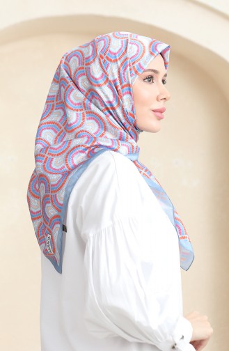 Karaca Rayon Eşarp 81072-07 Buz Mavisi Oranj