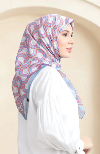 Karaca Echarpe Rayonne 81072-07 Bleu Glace Orange 81072-07