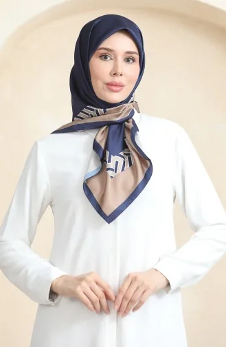Karaca Rayon Scarf 81073-02 Navy Blue Dark Mustard 81073-02