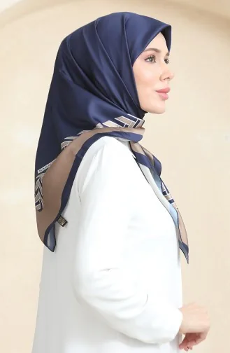 Karaca Rayon Scarf 81073-02 Navy Blue Dark Mustard 81073-02