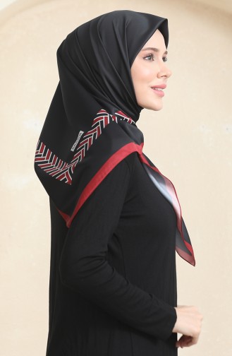 Karaca Rayon Scarf 81073-07 Black Burgundy 81073-07