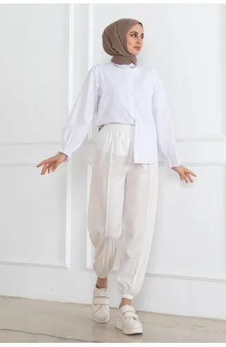 Elastische Sportjoggingbroek 303-04 Wit 303-04