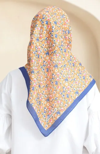 إيشارب سوفت منقوش 90176-01 أزرق ملكي خردلي 90176-01