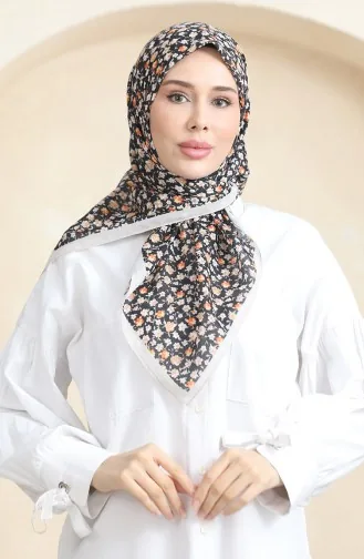 Echarpe Douce Fleurie 90176-03 Beige Noir 90176-03