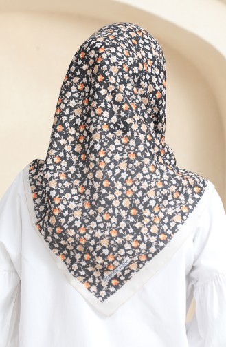 Floral Soft Scarf 90176-03 Beige Black 90176-03