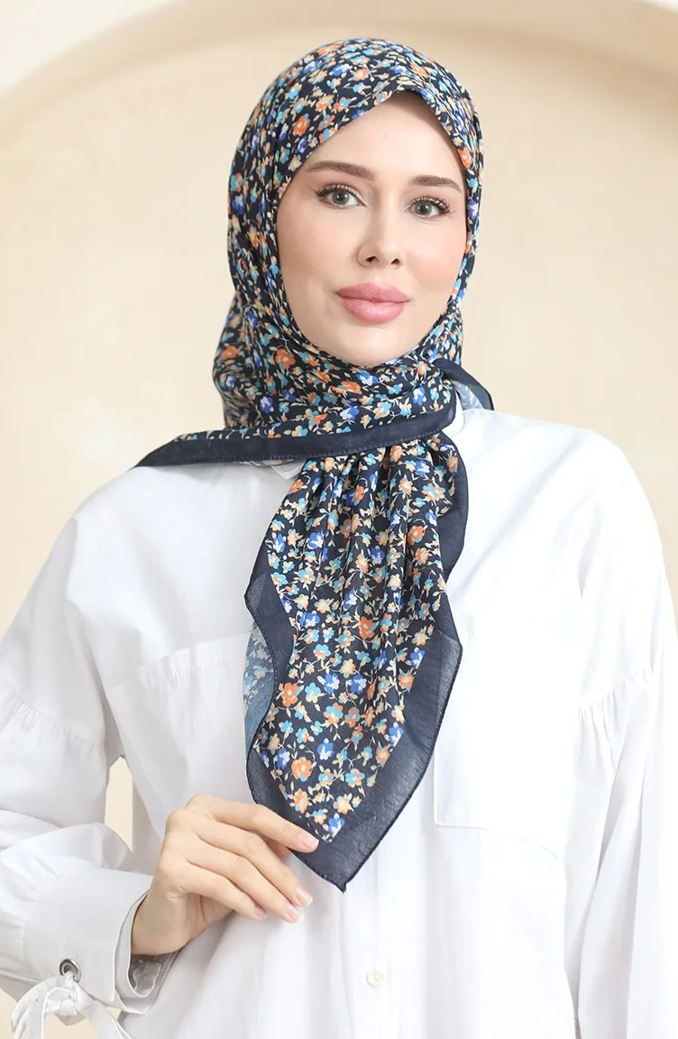 Floral Soft Scarf 90176-05 Navy Blue 90176-05
