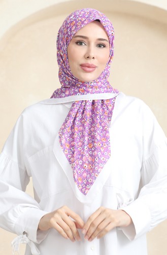 Echarpe Douce Fleurie 90176-06 Blanc Lilas 90176-06
