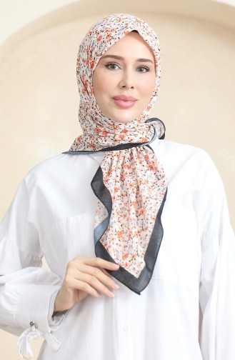 Echarpe Douce Fleurie 90176-07 Noir Orange 90176-07