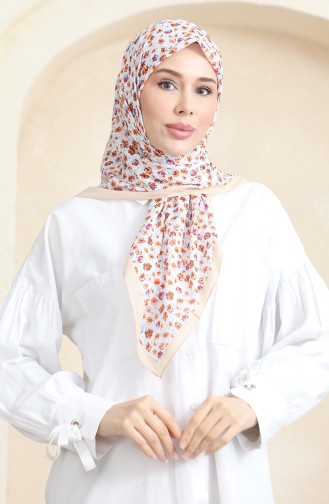Echarpe Douce Fleurie 90176-08 Beige Foncé Marron 90176-08