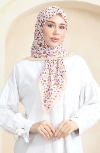 Echarpe Douce Fleurie 90176-08 Beige Foncé Marron 90176-08