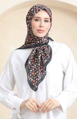 إيشارب سوفت منقوش 90176-11 قرميدي أسود 90176-11
