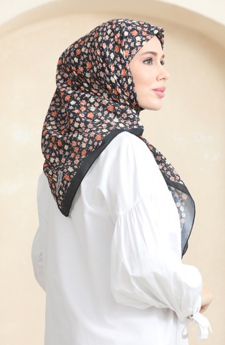 إيشارب سوفت منقوش 90176-11 قرميدي أسود 90176-11