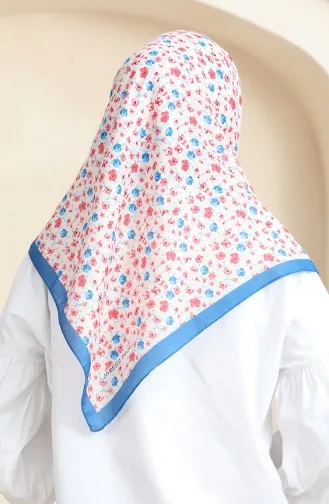Floral Soft Scarf 90176-12 İndigo Coral 90176-12