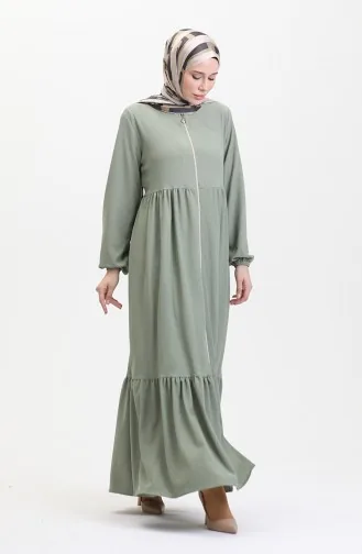 عباءة بتصميم سحاب 1018-07 أخضر مينت 1018-07
