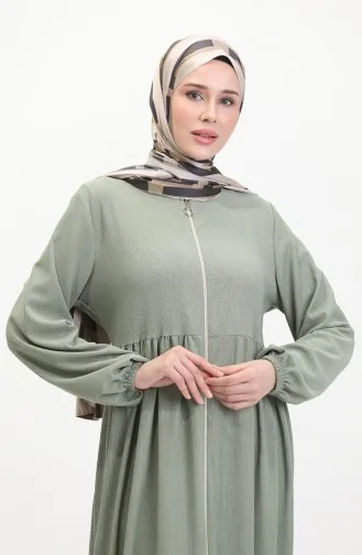 عباءة بتصميم سحاب 1018-07 أخضر مينت 1018-07