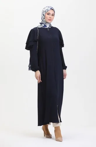 Frilled Sleeve Abaya 1050-01 Navy Blue 1050-01