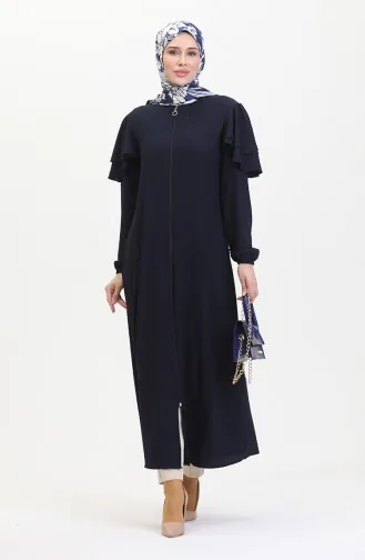 Frilled Sleeve Abaya 1050-01 Navy Blue 1050-01