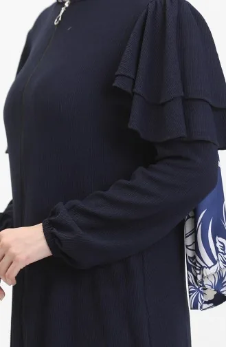Frilled Sleeve Abaya 1050-01 Navy Blue 1050-01
