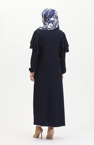 Frilled Sleeve Abaya 1050-01 Navy Blue 1050-01