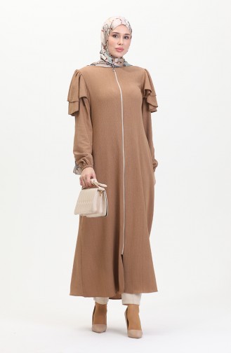 Frilled Sleeve Abaya 1050-02 Mink 1050-02