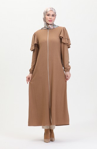 Frilled Sleeve Abaya 1050-02 Mink 1050-02