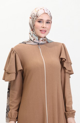 Frilled Sleeve Abaya 1050-02 Mink 1050-02