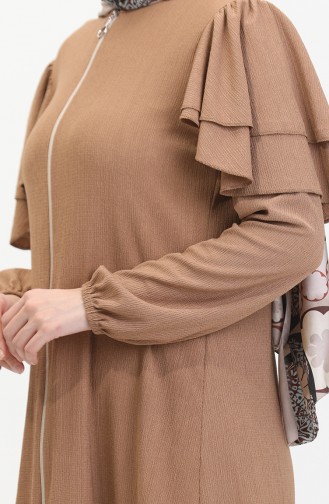 Frilled Sleeve Abaya 1050-02 Mink 1050-02