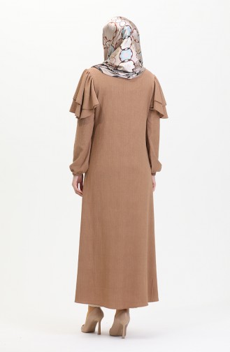 Frilled Sleeve Abaya 1050-02 Mink 1050-02