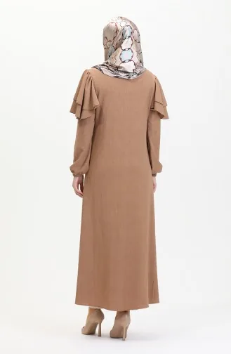 Abaya Mit Rüschenärmeln 1050-02 Nerz 1050-02