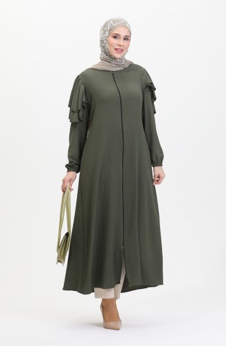 Frilled Sleeve Abaya 1050-03 Khaki 1050-03
