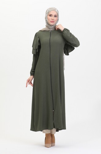 Frilled Sleeve Abaya 1050-03 Khaki 1050-03