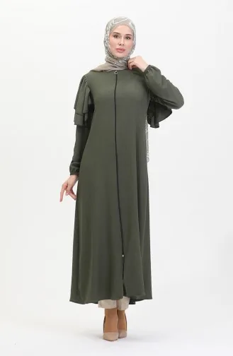 عباية سادة بسحاب 1050-03 أخضر عسكري 1050-03