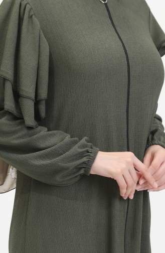 Frilled Sleeve Abaya 1050-03 Khaki 1050-03