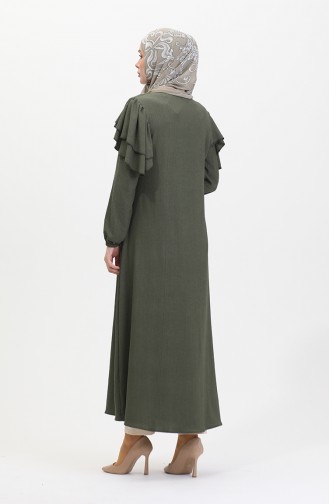 Frilled Sleeve Abaya 1050-03 Khaki 1050-03